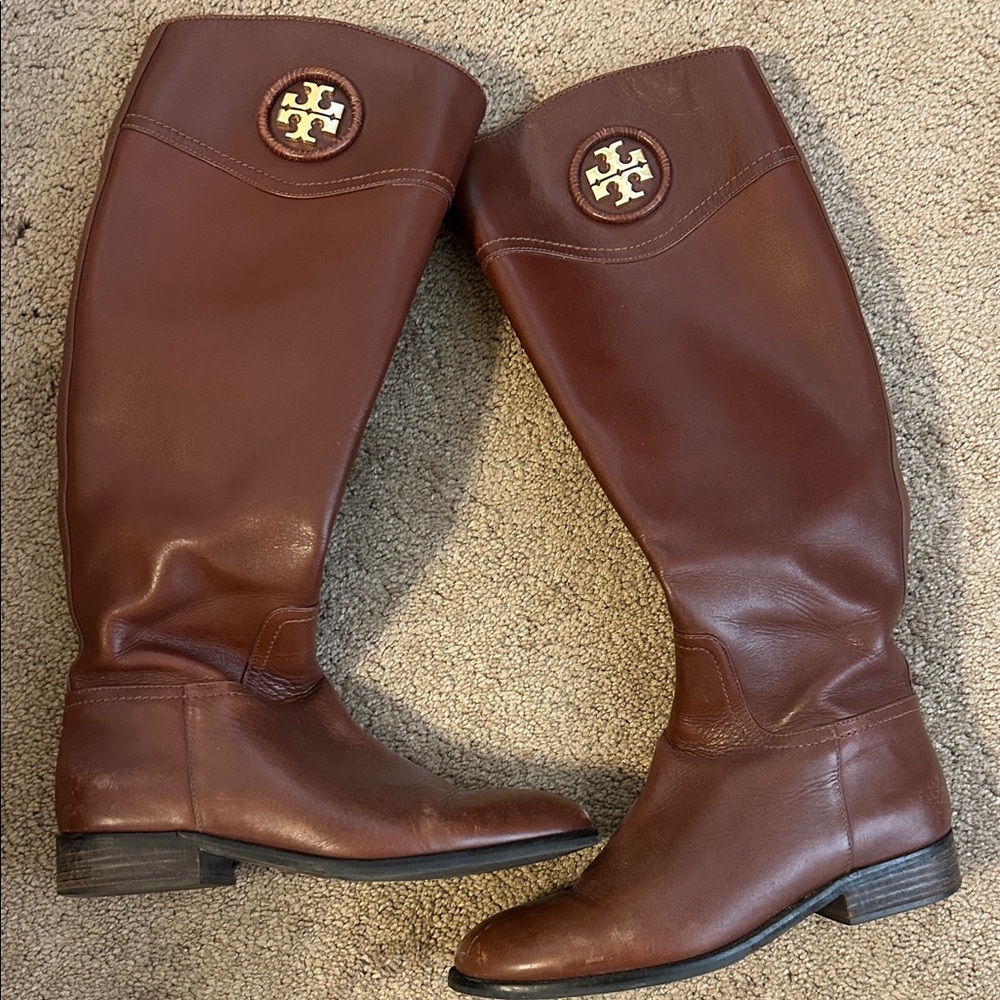 Tory Burch Chestnut Leather Tall Boots
